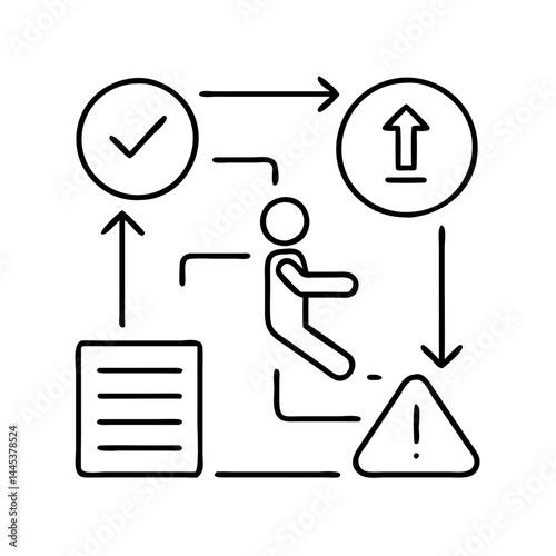 action steps icon, action steps line art - simple line art of action steps, perfect for action steps logos and icons