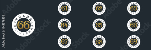 Anniversary gold logo set vector design photo