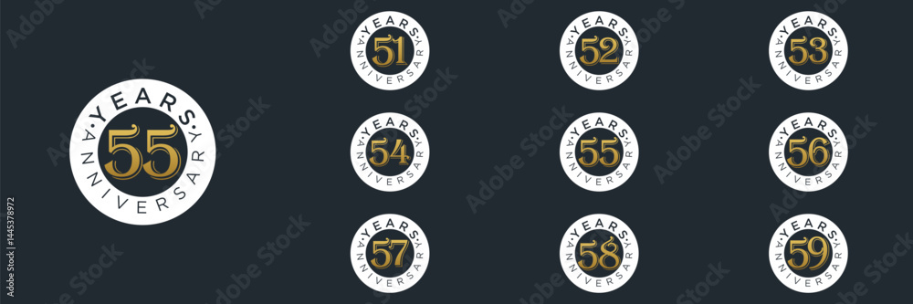 Anniversary gold logo set vector design Anniversary gold logo set vector design
