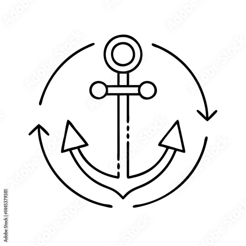 anchor stability icon, anchor stability line art - simple line art of anchor stability, perfect for anchor stability logos and icons