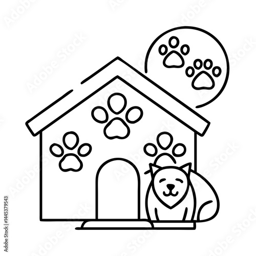 animal shelter icon, animal shelter line art - simple line art of animal shelter, perfect for animal shelter logos and icons