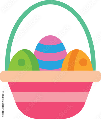 easter basket clipart vector on transparent background