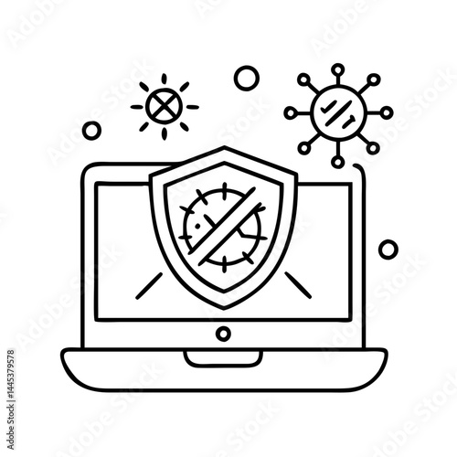 antivirus icon, antivirus line art - simple line art of antivirus, perfect for antivirus logos and icons