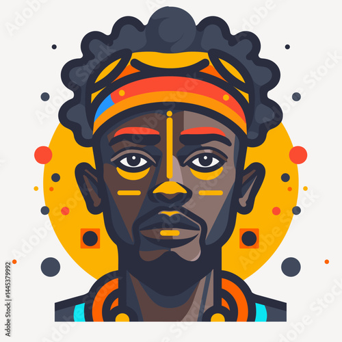 Portrait of a man with afro style. Vector illustration.