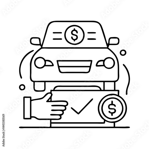 auto loan icon, auto loan line art - simple line art of auto loan, perfect for auto loan logos and icons