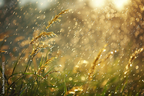 Fototapeta Naklejka Na Ścianę i Meble -  Beautiful harmony between rain and wind in vibrant landscape creates beautiful graceful and lively scene, enhancing vibrant natural beauty of vibrant environment    