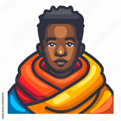 Portrait of a man with afro style. Vector illustration.
