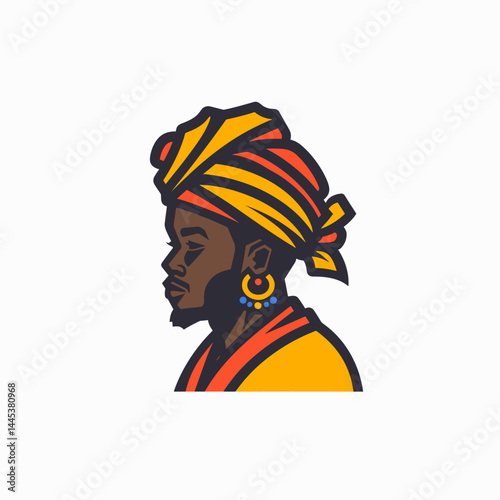 Portrait of a man with afro style. Vector illustration.