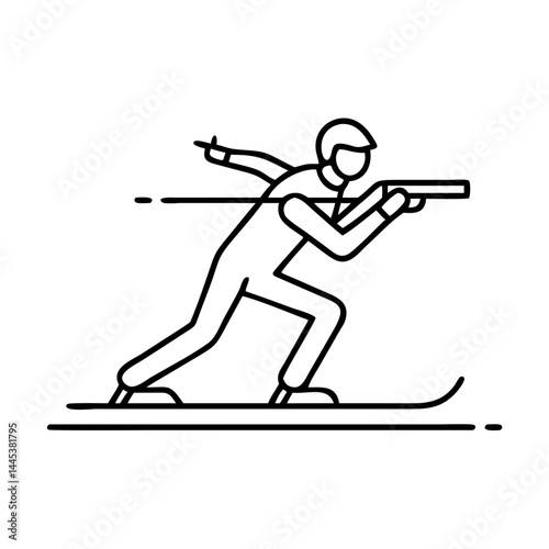 biathlon icon, biathlon line art - simple line art of biathlon, perfect for biathlon logos and icons
