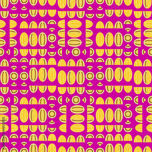 Seamless pattern with Gold in Gold Watermelon.Fruit and vegetables. Flat style. Isolated vector illustration.