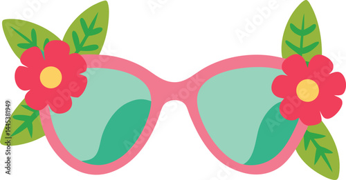 floral sunglasses clipart vector on transparent background