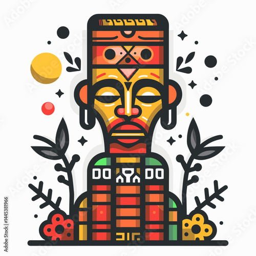 Colorful face of African American man, vector illustration