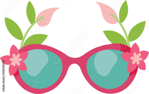 floral sunglasses clipart vector on transparent background