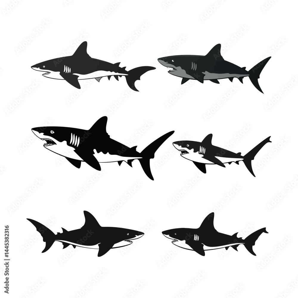 Fototapeta premium Ocean Predator Silhouette Vector Art