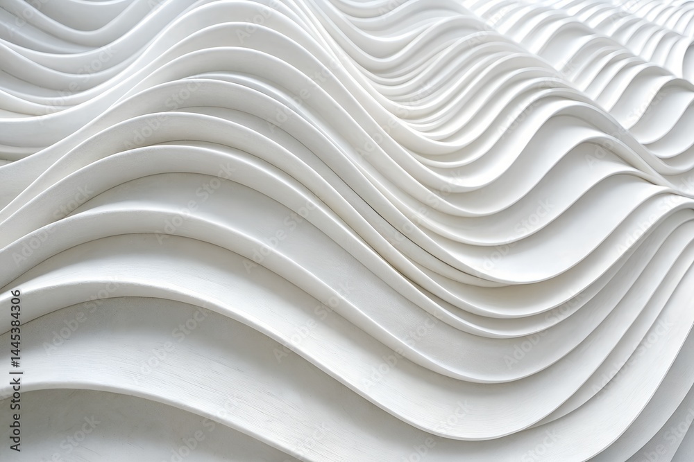 Obraz premium Wavy white abstract 3D background with soft depth