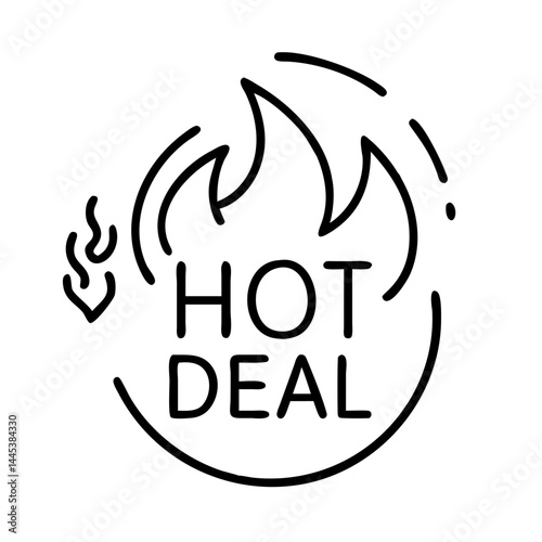 Hot Deal Icon with Flames for Black Friday Sales  