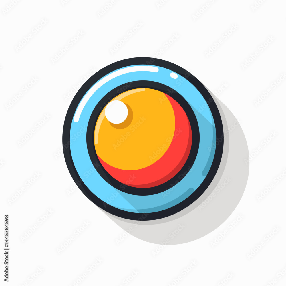 Camera lens flat icon with long shadow. Vector illustration, eps 10 Camera lens flat icon with long shadow. Vector illustration, eps 10