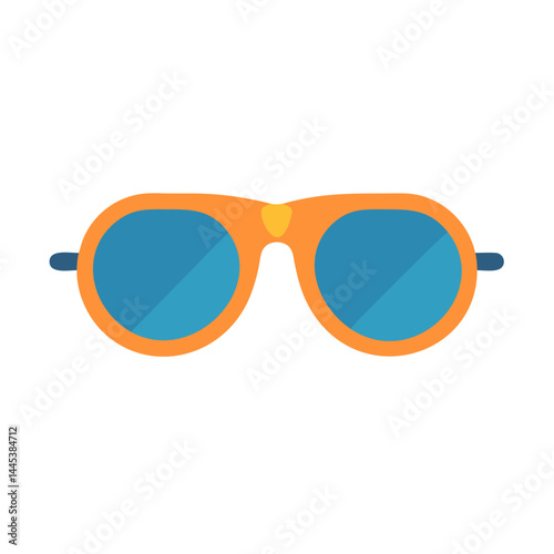Sunglasses in vibrant orange, flat design against white background  