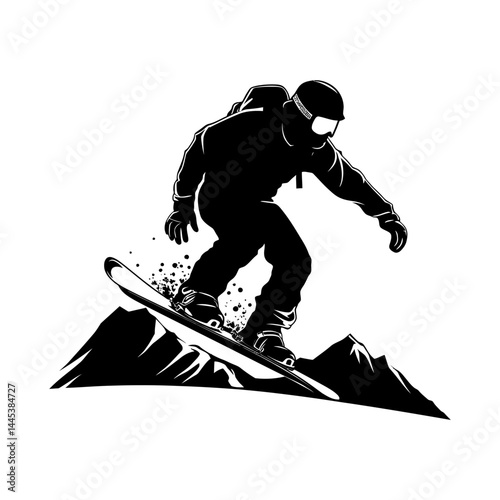 Snowboarding Action Silhouette Vector
