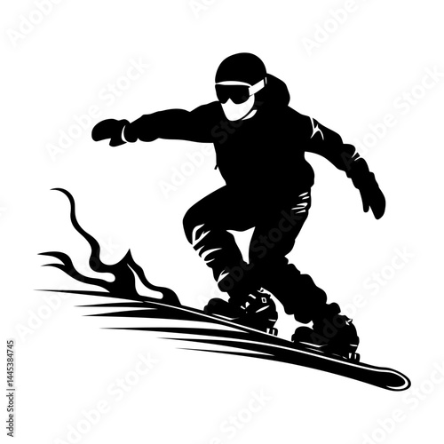 Snowboarder Jumping Silhouette Clipart