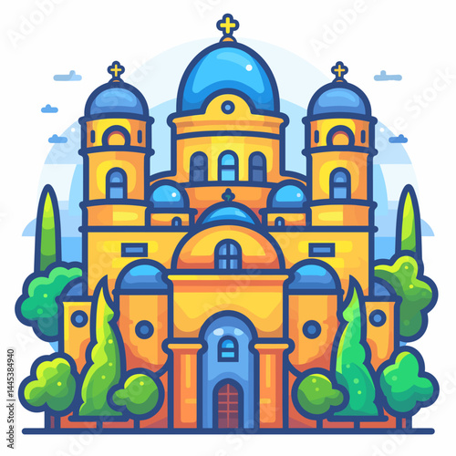 Church of St. John the Baptist icon. Vector illustration in flat style