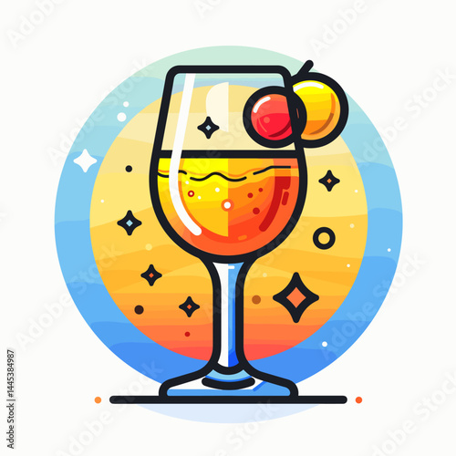 Cocktail icon in flat style. Alcoholic drink vector illustration.