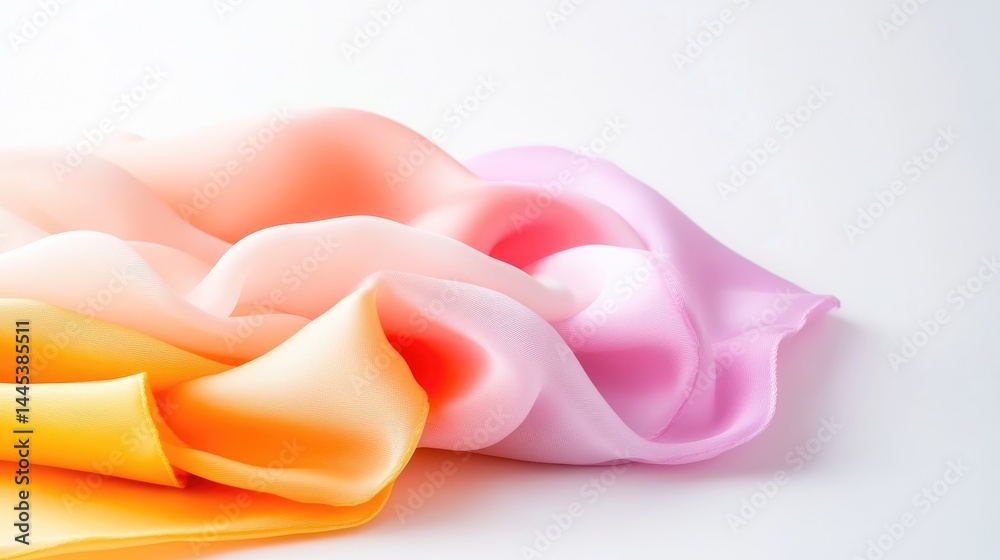 Soft, flowing fabric in a gradient of pastel colors Soft, flowing fabric in a gradient of pastel colors