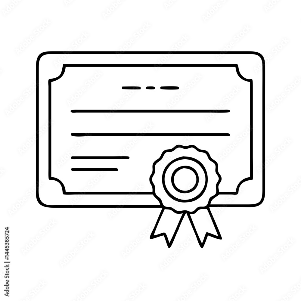 certificate icon, certificate line art - simple line art of certificate, perfect for certificate logos and icons certificate icon, certificate line art - simple line art of certificate, perfect for certificate logos and icons