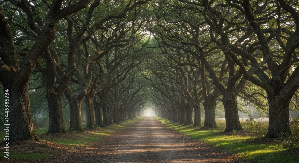 Fototapeta premium Tree-lined path, tunnel of trees, photo