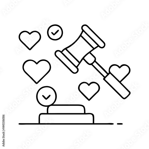 charity auction icon, charity auction line art - simple line art of charity auction, perfect for charity auction logos and icons