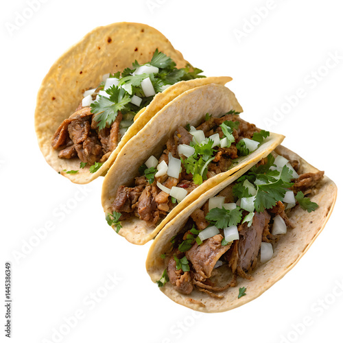 Delicious Tacos Authentic Mexican Street Food Recipe isolated on transparent background