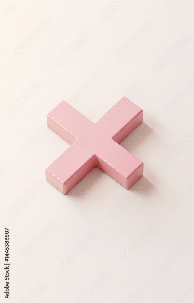 Obraz premium The minimal structure and fluid shading make this 3D cross X versatile for both digital interfaces and learning materials.