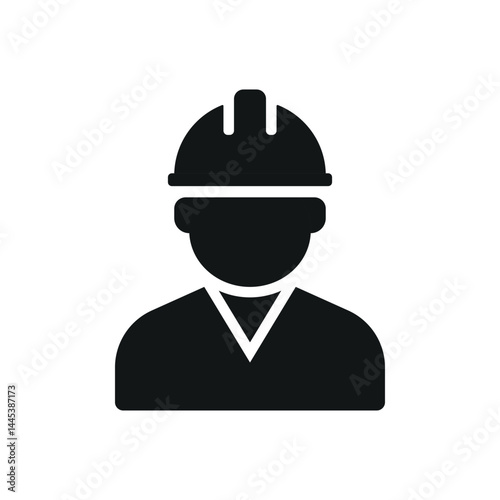 Solid black silhouette of a construction worker wearing a hard hat. Simple, minimalist design suitable for safety signage, labor icons, construction websites, or engineering-related graphics.