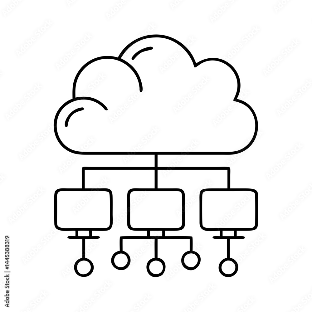 cloud computing icon, cloud computing line art - simple line art of cloud computing, perfect for cloud computing logos and icons cloud computing icon, cloud computing line art - simple line art of cloud computing, perfect for cloud computing logos and icons