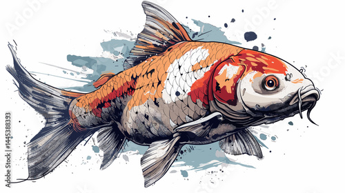 Colorful koi fish on a white background. Vector illustration.
