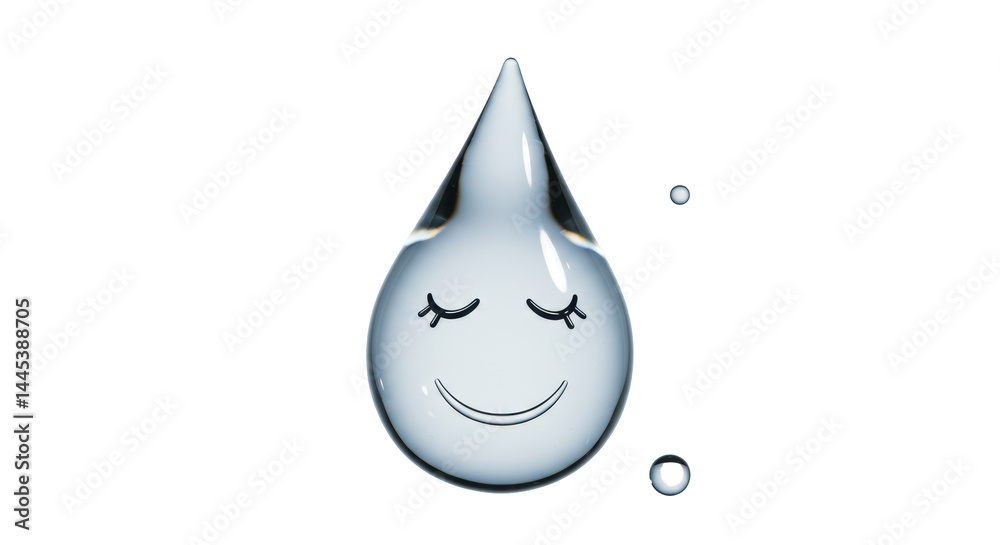 Isolated Adorable Smiling Water Drop Character Isolated Adorable Smiling Water Drop Character