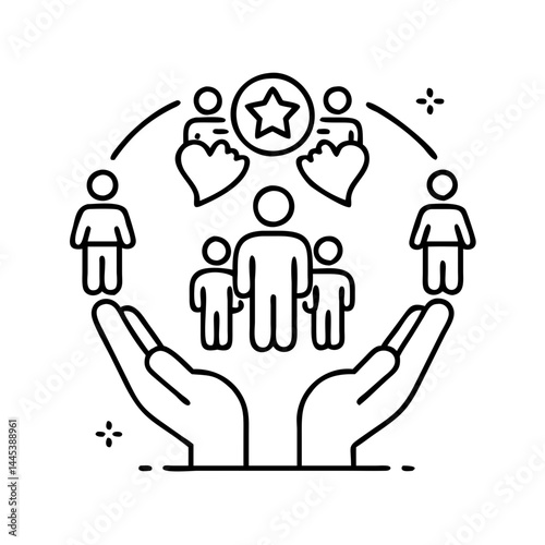 community impact icon, community impact line art - simple line art of community impact, perfect for community impact logos and icons