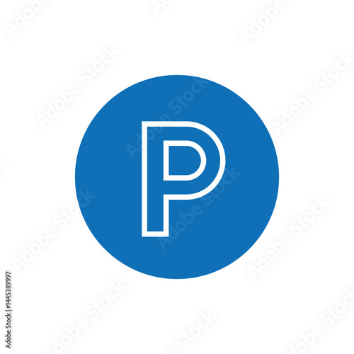 Transportation parking outline icon. P transport sign symbol