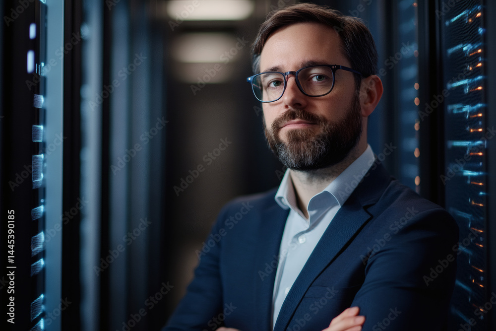 Fototapeta premium Confident professional in server room