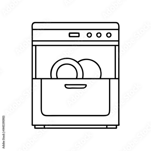 dishwasher icon, dishwasher line art - simple line art of dishwasher, perfect for dishwasher logos and icons