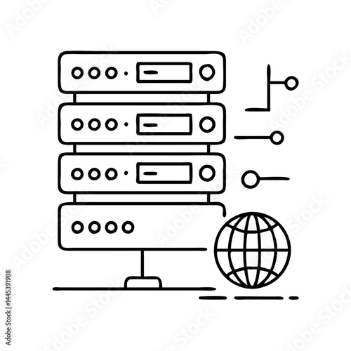 dns server icon, dns server line art - simple line art of dns server, perfect for dns server logos and icons