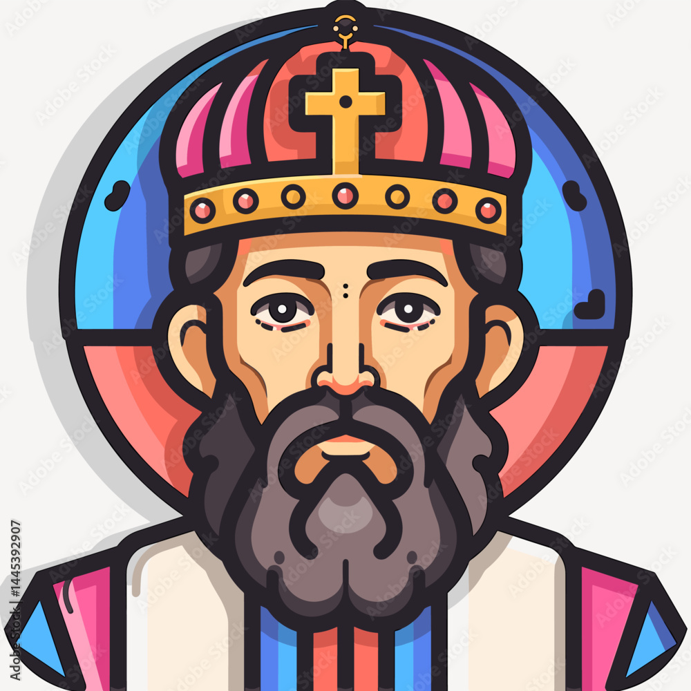 Naklejka premium Portrait of the King in a crown. Vector illustration