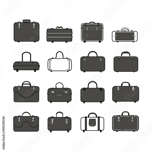 Vintage Luggage Silhouette Illustration