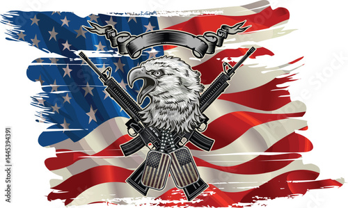 American Redoubtable  Eagle with USA flags