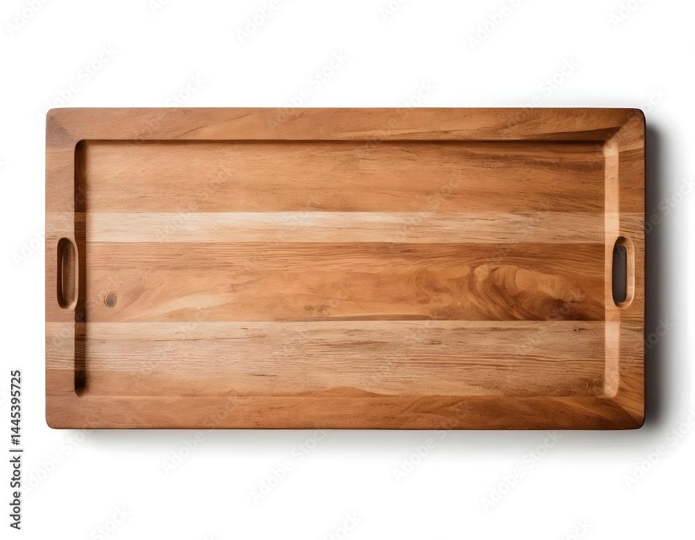 Wooden Serving Tray with Handles, Top View Wooden Serving Tray with Handles, Top View