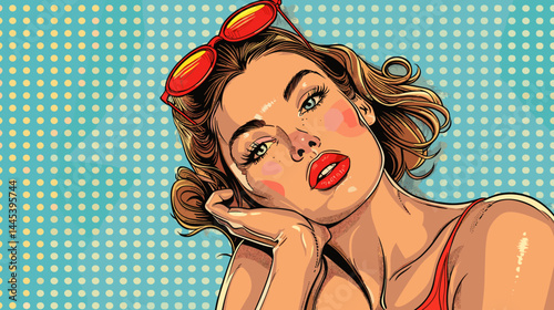 Beautiful sexy woman pin-up girl in retro style. Vector illustration.