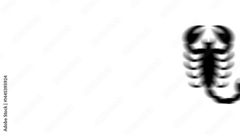 Animation set, scorpio symbol. Animations: transparency, zooms, transition top to down, transition left to right, slide up to down, slide left to right