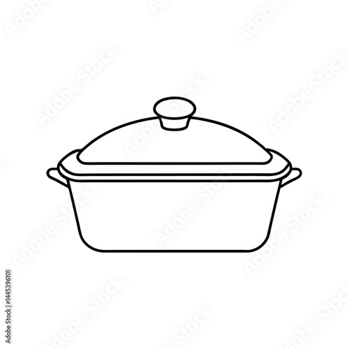 Outline of a Casserole Dish Line Art Vector