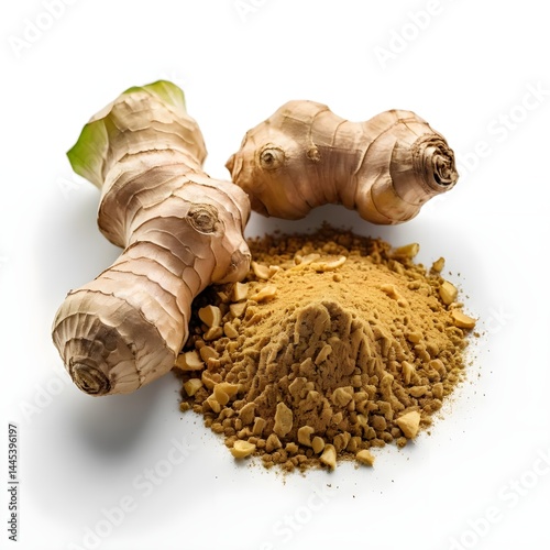 Fresh Ginger Root and Ground Ginger Powder