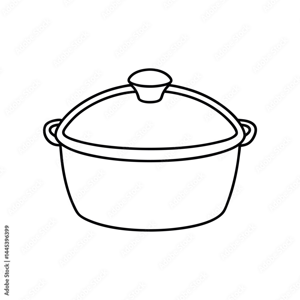 Outline of a Casserole Dish Line Art Vector Outline of a Casserole Dish Line Art Vector